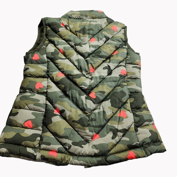 GAP Kids Girls Size Small Camouflage Heart Print Vest Water Resistant Lined NEW - Picture 9 of 11